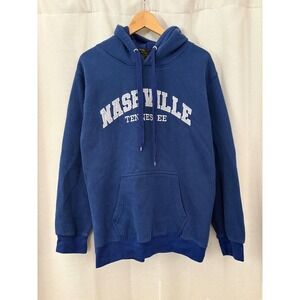 Feeling Hood Nashville Tennessee Embroidered Blue Hoodie Sweatshirt Medium
